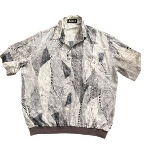 Alan Stuart Mens Vintage Abstract Geometric Banded Hem Short Sleeve L HH19